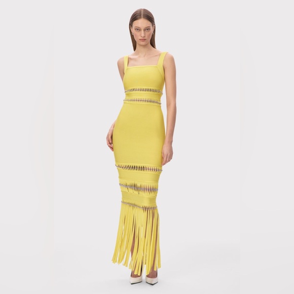 Dresses & Skirts - Yellow Sleeveless Fringe Bandage Dress
